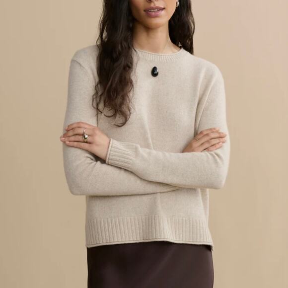 Jenni Kayne Everyday Sweater in Oatmeal Size Small Minimalist Neutral Wool Blend - Picture 1 of 11